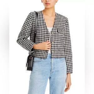 Anine Bing Cara Jacket in Black and White Houndstooth Size Medium